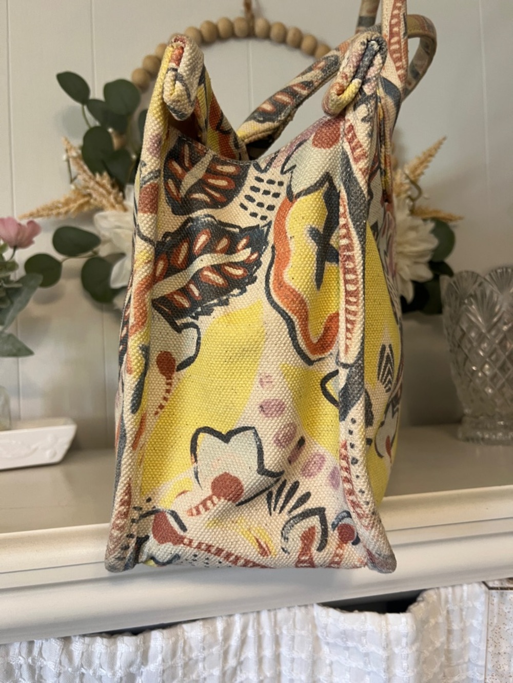 Vince Camuto Yellow Floral Canvas Tote - Picture 2 of 10